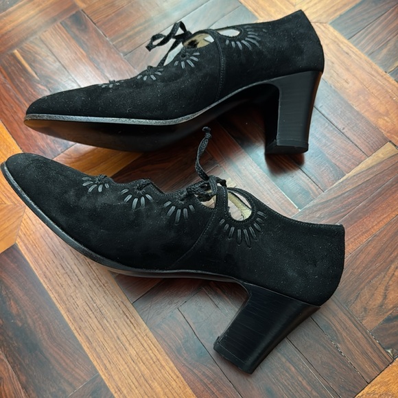 Vintage Bally suede lace-up pumps made in Switzerland Size EU 36.5 E US6 - Picture 6 of 9